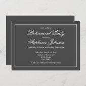 退職後エレガントのダークグレーパーティー 招待状 (正面/裏面)