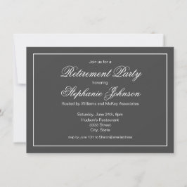 退職後エレガントのダークグレーパーティー 招待状