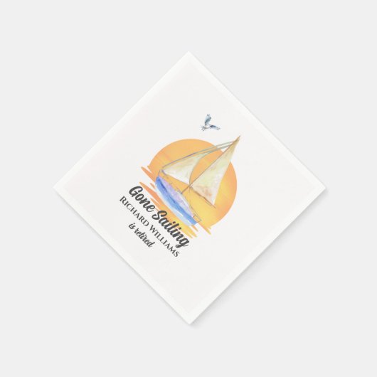 退職後セーリングセーリングセーリングボート日没の水色 スタンダードカクテルナプキン (角)