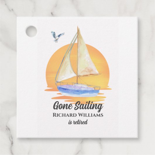 退職後セーリングセーリングセーリングボート日没の水色 フェイバータグ (正面)