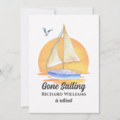 退職後セーリングセーリングセーリングボート日没の水色 招待状 (正面)