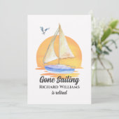 退職後セーリングセーリングセーリングボート日没の水色 招待状 (スタンド正面)