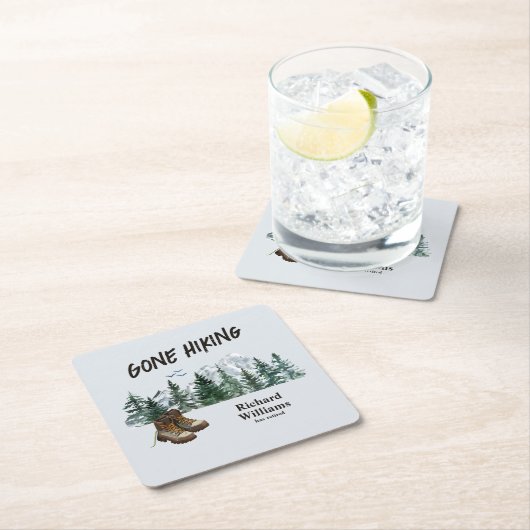 退職後ハイキング山へのアウトドア スクエアペーパーコースター (インサイチュ)