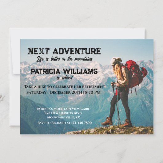退職後ハイキング次の冒険の人生が良い 招待状 (正面)