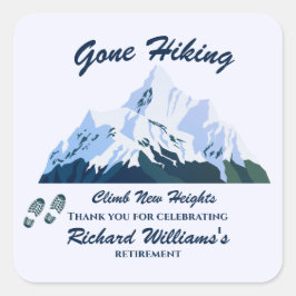 退職後ハイキング雪の山の幸せな道 スクエアシール