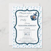 退職後航海のの写真といかりネイビーブルートーン 招待状 (正面)