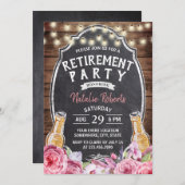 退職応援の素朴フローラパーティー 招待状 (正面/裏面)