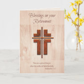 退職恵み司祭、クロスオンウッド カード (黄色い花)