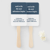 退職感動的引用文モダンシンプルブルー ハンドファン (正面&裏面)