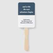 退職感動的引用文モダンシンプルブルー ハンドファン (裏面)