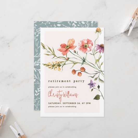 退職招待状ガーデンパーティーサマーレティレム 招待状 (正面/裏面インサイチュ)