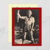 退職招待状時間：魚釣り婦人 招待状 (正面/裏面)