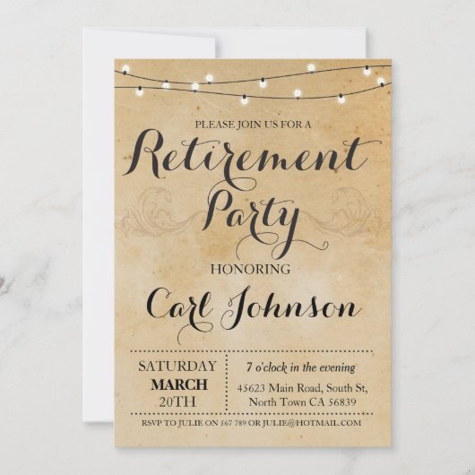 退職招待状退職したパーティー招待状 招待状 (正面)