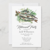 退職招待状退職したパーティー |魚釣り 招待状 (正面)