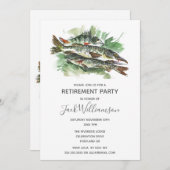 退職招待状退職したパーティー |魚釣り 招待状 (正面/裏面)