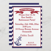 退職招待状-赤、白、青 招待状 (正面/裏面)