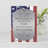 退職招待状-軍隊 – 犬タグ – 女性 招待状 (スタンド正面)