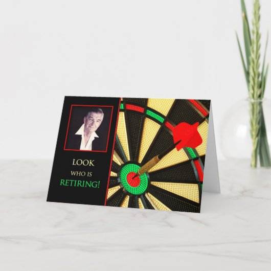 退職招待状- DARTボード – 写真インサート 招待状 (正面)