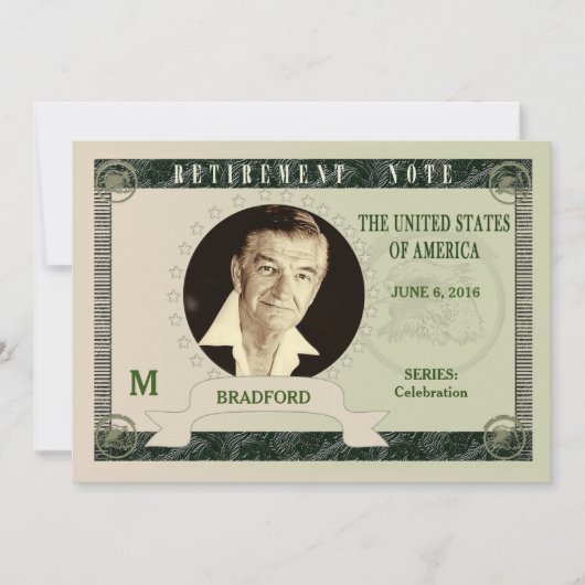 退職招待状- MONEY NOTE - PHOTO INSERT 招待状 (正面)