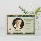 退職招待状- MONEY NOTE - PHOTO INSERT 招待状 (スタンド正面)