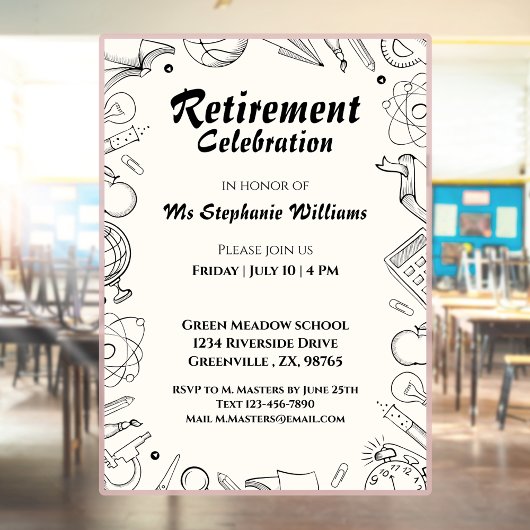 退職教師のお祝いパーティー 招待状
