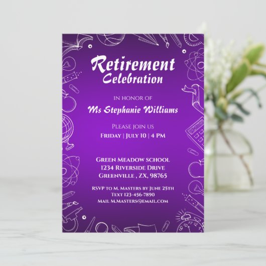 退職教諭のお祝いパーティー 招待状 (スタンド正面)
