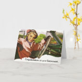 退職旅行にレトロクロスロードを反映 カード (黄色い花)