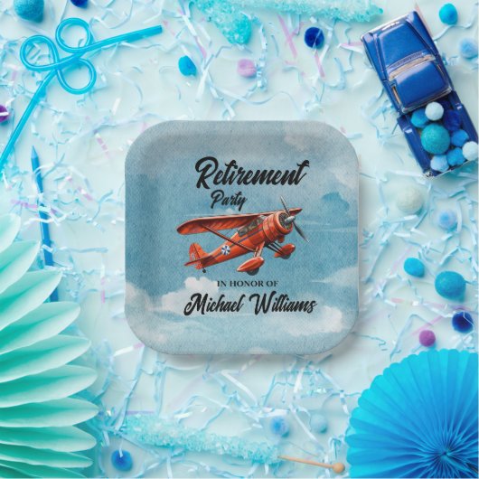 退職旅行をテーマにしたパーティー赤飛行機ヴィンテージ ペーパープレート (パーティー)