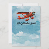 退職旅行をテーマにしたパーティー赤飛行機ヴィンテージ 招待状 (裏面)