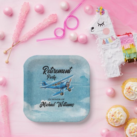 退職旅行をテーマにしたパーティー飛行機ヴィンテージ ペーパープレート (パーティー)