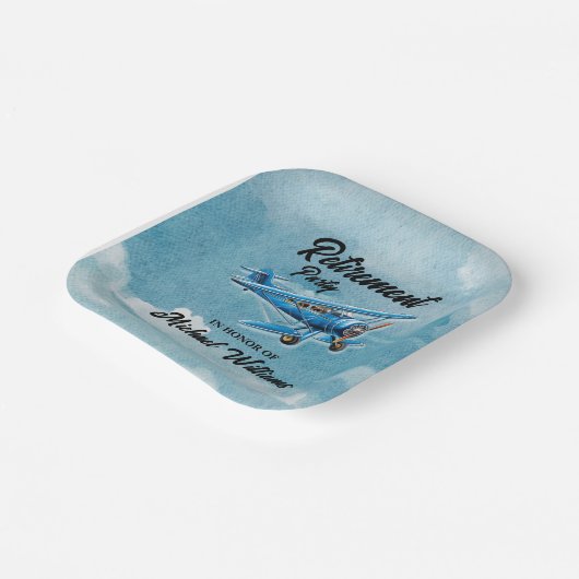 退職旅行をテーマにしたパーティー飛行機ヴィンテージ ペーパープレート (傾斜あり)