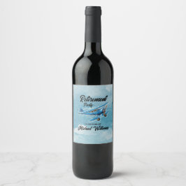 退職旅行をテーマにしたパーティー飛行機ヴィンテージ ワインラベル