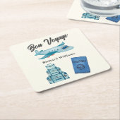 退職旅行アドベンチャーボンボヤージュ飛行機 スクエアペーパーコースター (アングル)