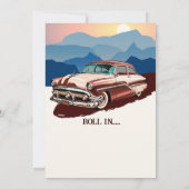 退職旅行レトロクラシック車テーマ 招待状 (裏面)