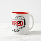 退職時旅行ポストスタンプグランジ ツートーンマグカップ (正面右)