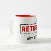 退職時旅行ポストスタンプグランジ ツートーンマグカップ (正面左)