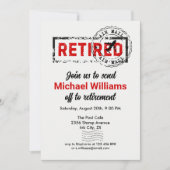 退職時旅行ポストスタンプグランジ 招待状 (正面)