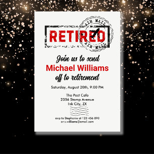 退職時旅行ポストスタンプグランジ 招待状