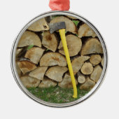 退職木山および斧 メタルオーナメント (正面)