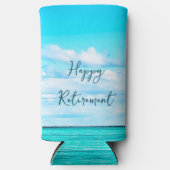 退職海スカイブルーモメントモダン スリム缶クーラー (正面)