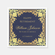 退職海軍ブルーエレガントスクリプフェイクト金箔