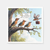 退職用のオフィスブリーフケース付き鳥 スタンダードカクテルナプキン (正面)