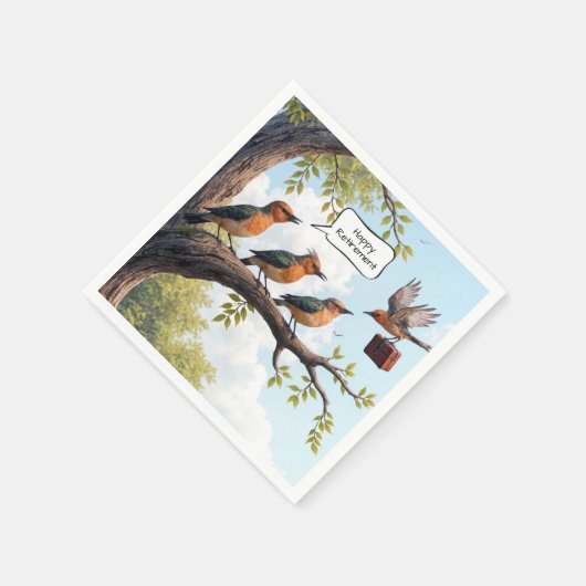 退職用のオフィスブリーフケース付き鳥 スタンダードカクテルナプキン (角)