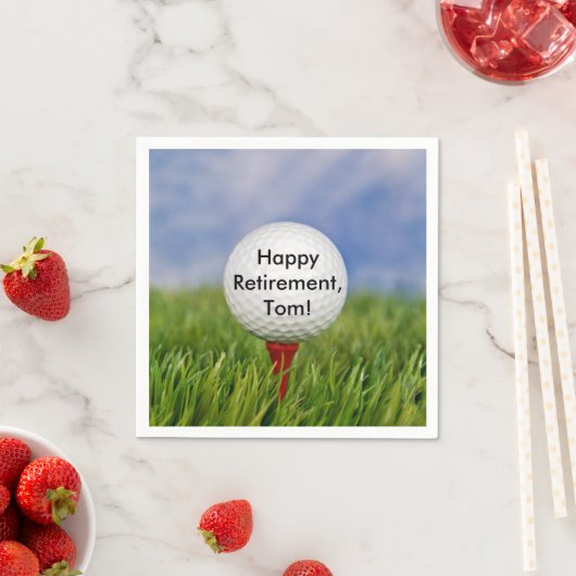 退職用ティー上のゴルフボール スタンダードカクテルナプキン (インサイチュ)