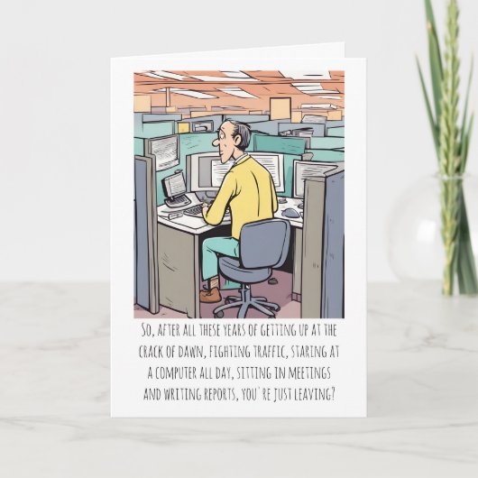 退職男性会社員おもしろいカスタム文字 カード (正面)