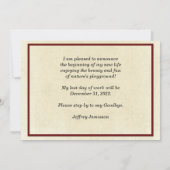 退職発表、3つの赤カヌー 案内状 (裏面)