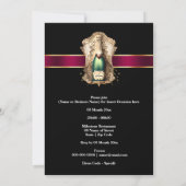 退職祝いのブラックタイ 誕生日スパークリングワイン 招待状 (裏面)