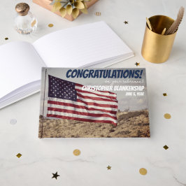 退職祝いアメリカ素朴国旗 ゲストブック