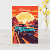 退職祝いクラシック車レトロ70s カード (黄色い花)