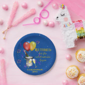 退職祝いスパークリングワインブルー ペーパープレート (パーティー)